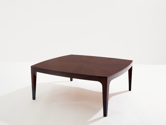 Image 1 of French walnut marquetry square coffee table 1970