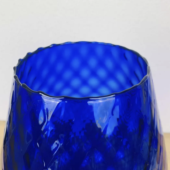 Image 1 of Vase Empoli Italien Verre Bleu 33 Cm Vintage