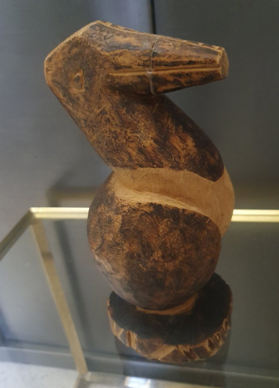 Image 1 of Brutalist wooden sculpture of a bird – hand-carved – mid-century vintage – 22 cm