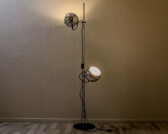 Image 1 of Vintage Chrome Eyeball Vloerlamp waarschijnlijk door GEPO, gerestaureerde Space Age Retro Lamp