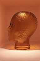 Testa in vetro giallo vintage anni '70 per cuffie o decorazione