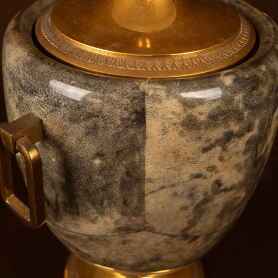 Macabo Grijs Perkament & Messing Thermos Glacette, Cusano Milanino, Italië 1950 – Serveerwagens, Wood, Glass (photo 17 of 17)