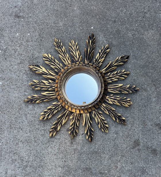 Image 1 of Antique Gold Sunburst Convex Mirror