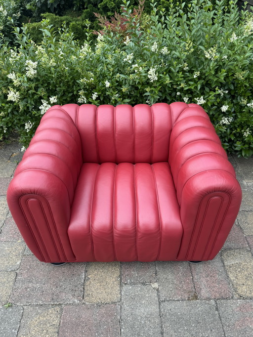  Wittmann Club 1910 armchair - Josef Hoffmann design - red leather - Austrian original