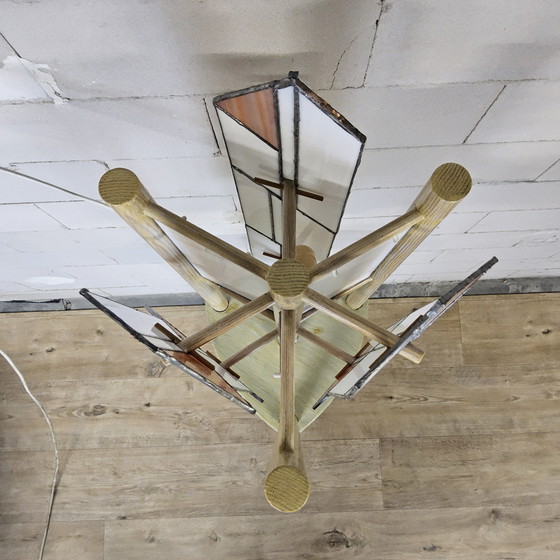 Image 1 of Lampada da terra in vetro colorato di pino, fatta a mano, vintage / lampada unica