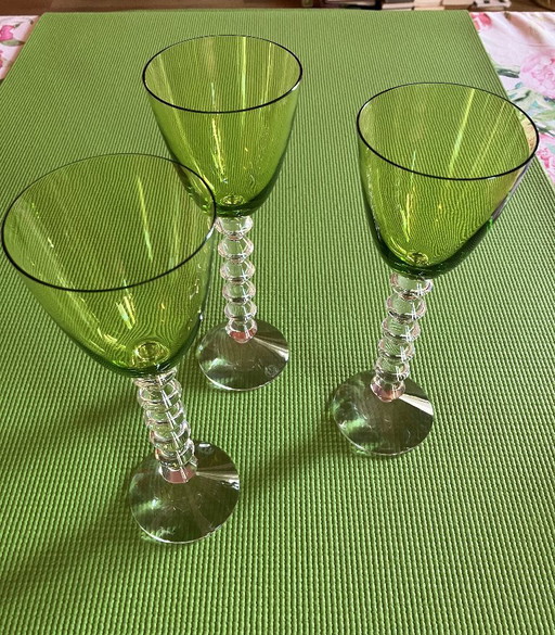 Wine glasses Baccarat Vega 10 glasses yellow red purple green each with box