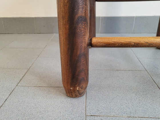 Image 1 of Vintage Charles Dudouyt eikenhouten en rieten stoel uit de jaren 1940, model 4S0.