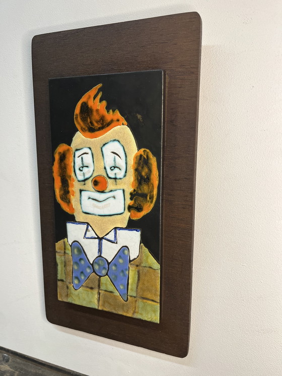 Image 1 of Decorazione murale in ceramica vintage raffigurante un clown 