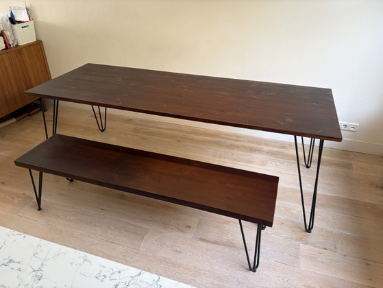 Image 1 of Allon Dery table 220 x 80 with bench in TOP condition