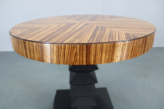 Image 1 of 980s Czechoslovakian Cubist Style Side Table, Veneer and Solid Wood