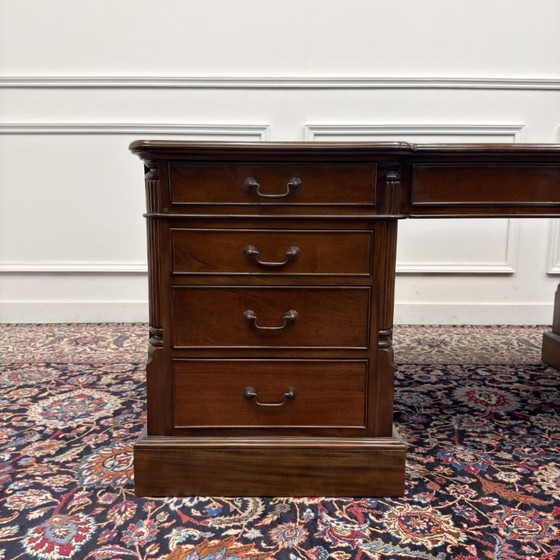 Scrivania da partner inglese classica molto grande – Scrivanie, Leather, Wood (photo 9 of 20)
