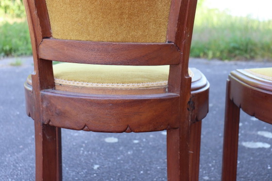 Image 1 of Paire de chaises Art Déco en velours et bois massif