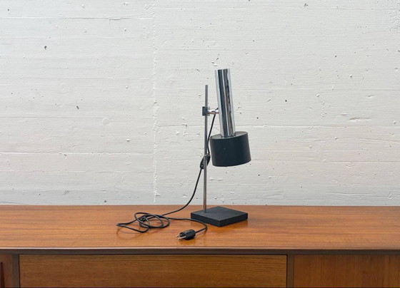 Image 1 of Table lamp with chrome frame and die-cast metal base, 1970s