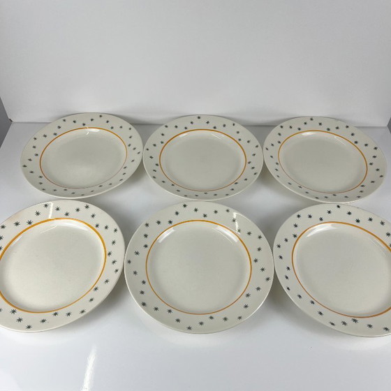 Image 1 of Set van 6 Gien dinerborden, Primefleur-design, model "Constellation", 1950