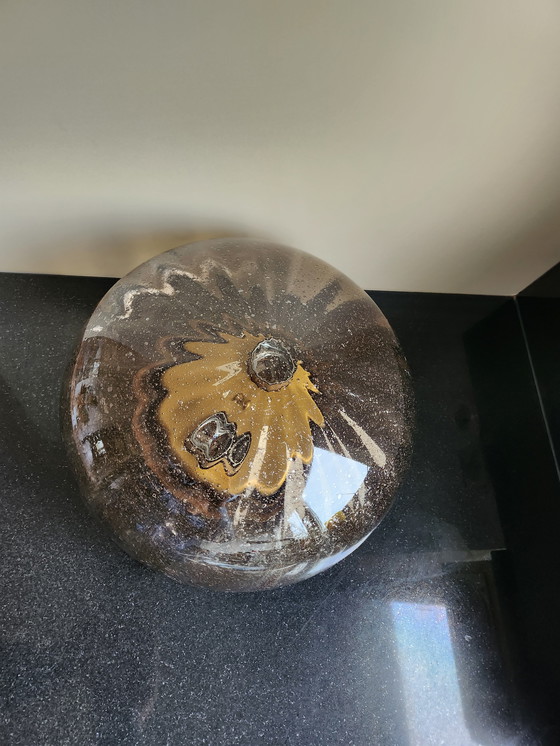 Image 1 of Lampada da soffitto in vetro fumé vintage XXL