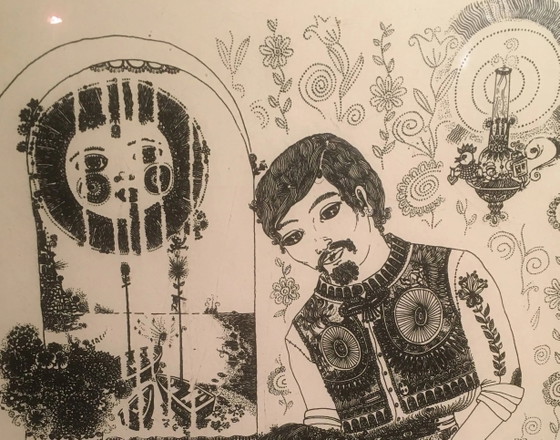Illustration/signierter Papierdruck, gerahmt, 60er/70er Jahre – Gemälde & Zeichnungen, Paper, Vintage (photo 6 of 10)