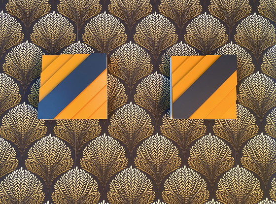 Image 1 of Set di 2 applique Op-Art di Hillebrand Space Age Vintage anni '70 Arancione