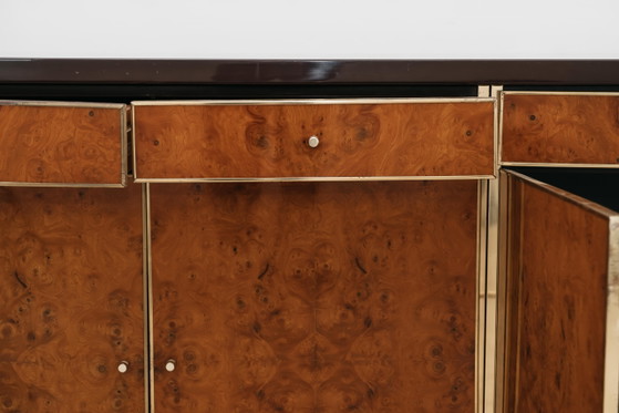 Image 1 of Sideboard In Radica E Metallo Dorato Modernariato Anni ‘70