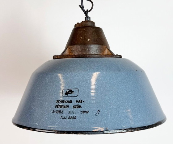 Image 1 of Industriële hanglamp van grijs emaille en gietijzer, jaren 60