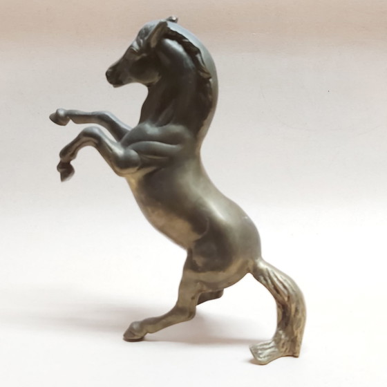 Scultura vintage in ottone di un cavallo impennato, Sculture, Rame, Marrone (foto 3 di 7)
