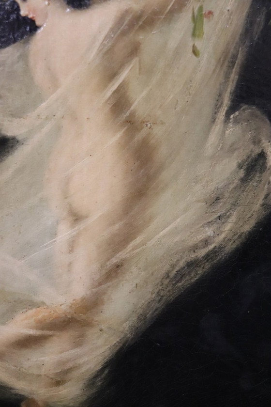 Image 1 of Allegory of Spring, Oil Painting on Board, Italy 19th Century