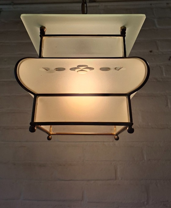 Hanging Ceiling light - Copper - Art Deco Amsterdam School., Amsterdamse school, Transparent (photo 7 of 15)