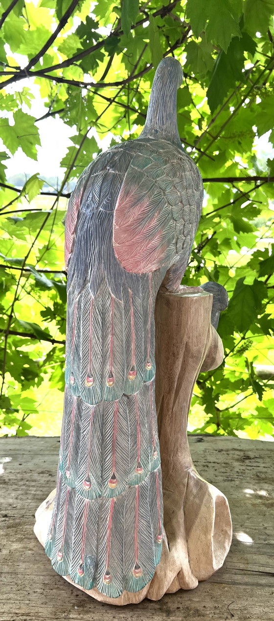 Image 1 of Impressionnante statue en bois sculptée à la main vers 1950