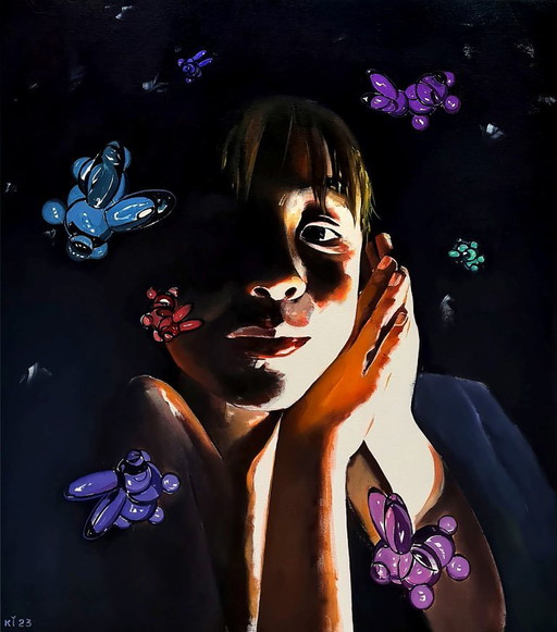 Pintura al Óleo Original Arte Contemporáneo Pop Art Mundo de Sueños