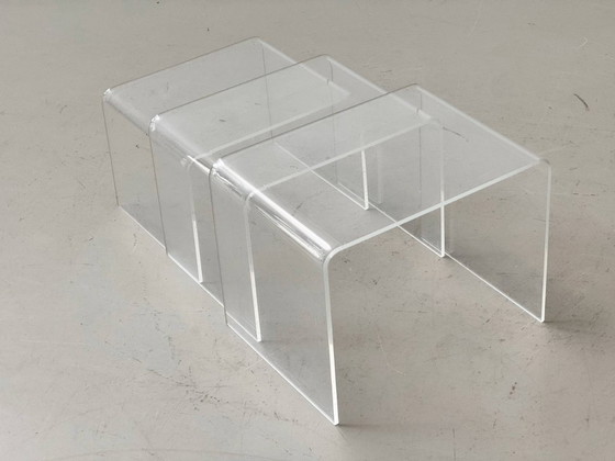 Image 1 of Space Age 3er Set Plexiglas Satztische / Beistelltische, 1970er Jahre 