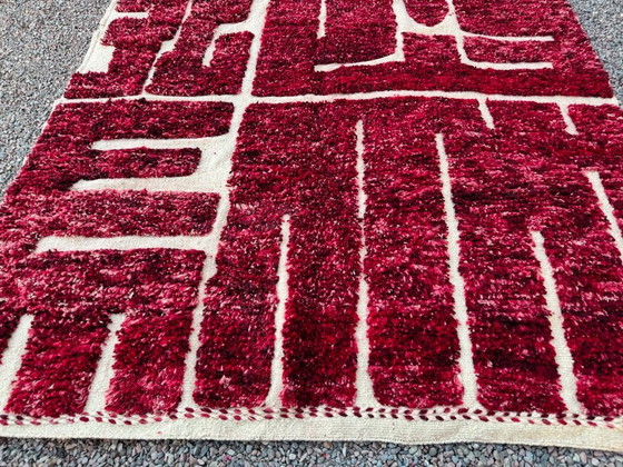 Alfombra Beni Ourain de 300 × 200 cm – Alfombra marroquí de lana hecha a mano con diseño geométrico en color (photo 5 of 6)