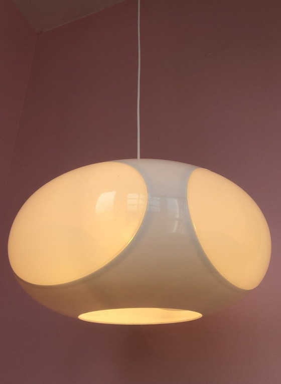 Image 1 of Lampada "occhio di insetto" in stile futuristico, versione bianca.