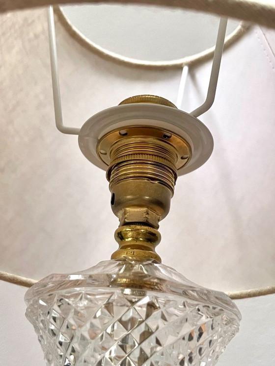 Image 1 of Table lamp in cut glass and brass, circa 1950