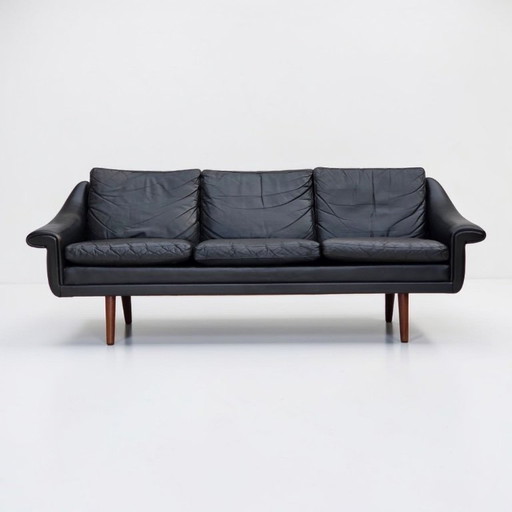 Jaren 60, Deens ontwerp van Aage Christensen, 3-zitsbank, leer.