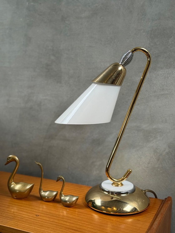Image 1 of Lampe de bureau/lampe de table en laiton style années 50