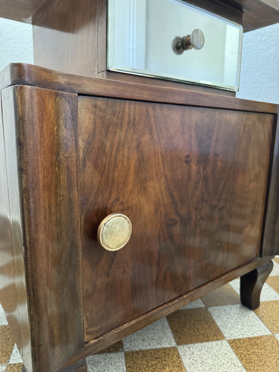 Image 1 of Nachtkastje in art-decostijl van gespiegeld hout