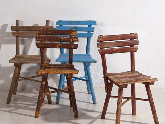 Antique school chairs (c.1920). Set of 4 pieces #1 – Side chairs, Vintage (photo 2 of 40)