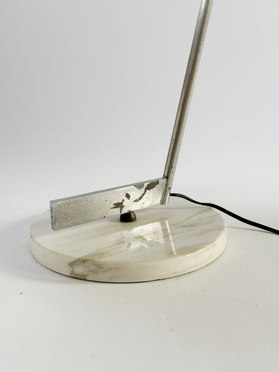 Lampe de table Georges Frydman pour EFA, années 1960, Métal, Marbre, Blanc, Vintage (photo 6 sur 11)