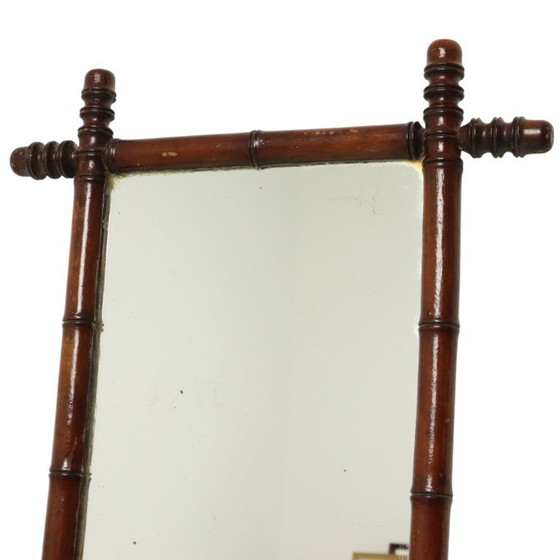 Image 1 of Specchio antico in legno effetto bambù stile Chinoiserie 63x52cm