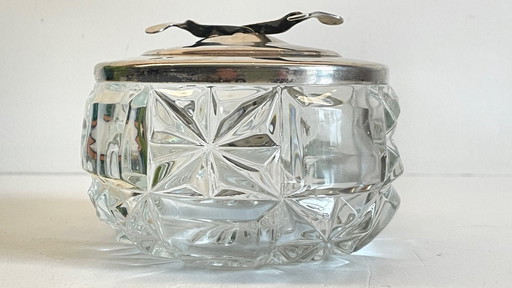Vintage kristallen suikerpot met clipsluiting