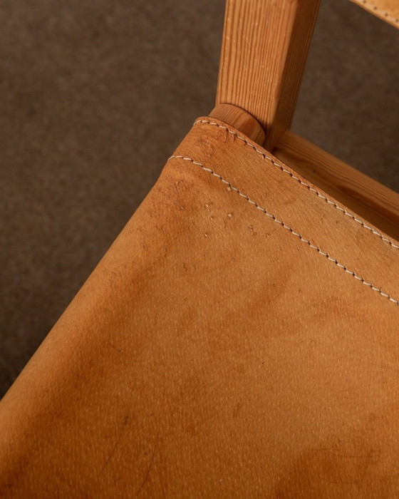 Image 1 of Vintage Kotka Dining Chairs by Tomas Jelinek for IKEA, Pine & Saddle Leather Safari Chairs, 1980s, Set of 6