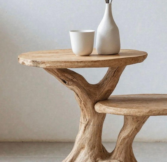 Image 1 of Mesa de comedor rústica escultórica de madera flotante natural y biológica