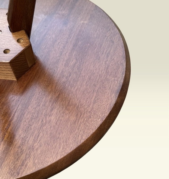 Solid mahogany tripod side table | Danish style | Three legs, zero compromises | (presumably) 1960s, Wood (photo 7 of 13)