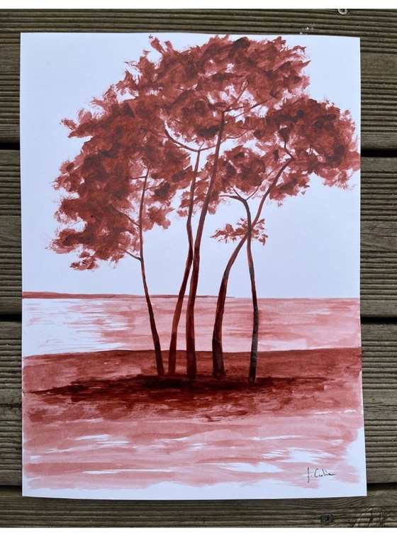 Image 1 of Inchiostro sanguigno su carta bianca da 250 g, formato 40x30 cm