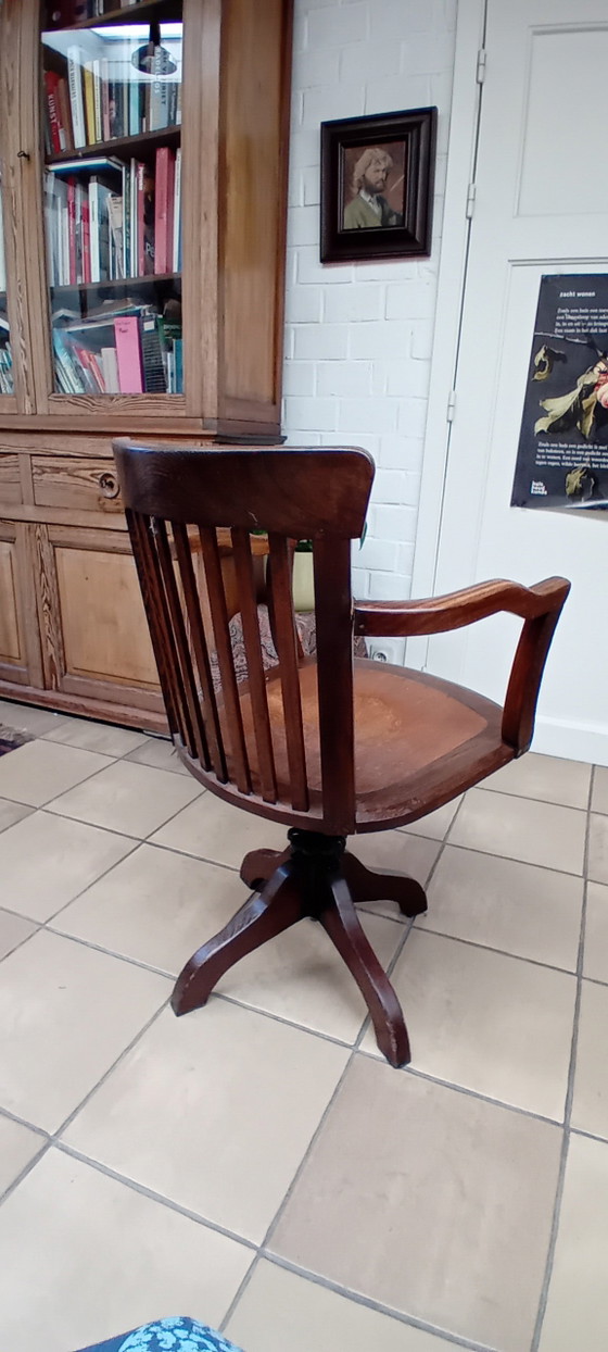 Sedia da ufficio antica in wengé – Sedie girevoli, Wood, Metal (photo 6 of 6)