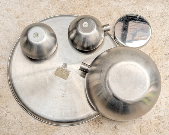 Image 1 of Service à thé Art déco en acier inoxydable.