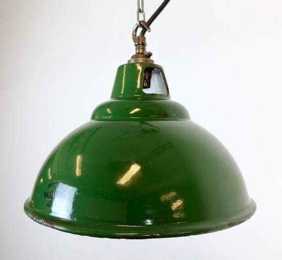 Image 1 of Industrial Green Enamel Factory Pendant Lamp from Maxlume, 1960s