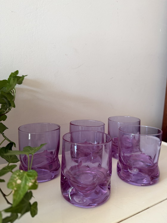 Italiaanse Vintage Tumbler Glazen Lila Jaren 70 – Glazen & Karaffen, Glass (photo 5 of 7)
