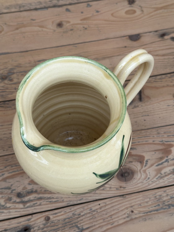 Image 1 of Vallauris glazed ceramic pitcher from the 50s, Olives Noires decor