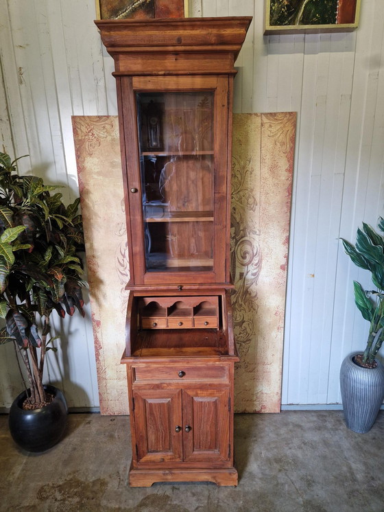Image 1 of Teak display cabinet or sideboard. Whiskey bar. Dimensions: 54x50cm and 210cm high.