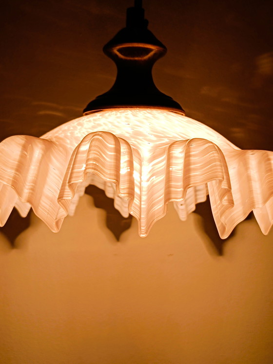 Image 1 of Witte Opaline De Clichy Glazen Hanglamp